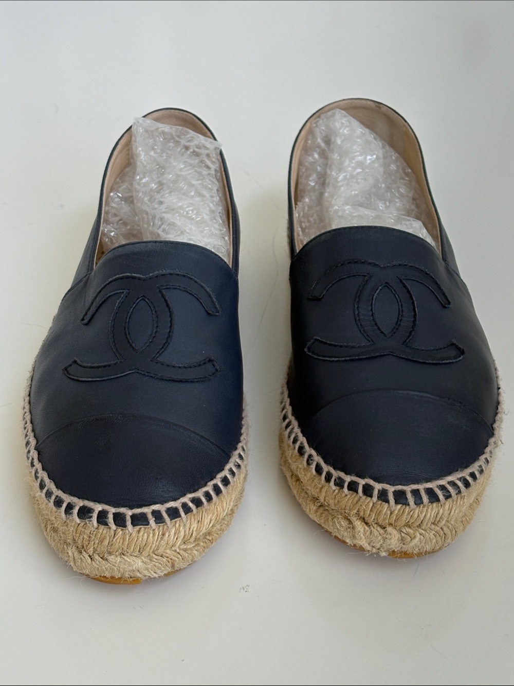 CHANEL Lambskin CC Espadrille Flats